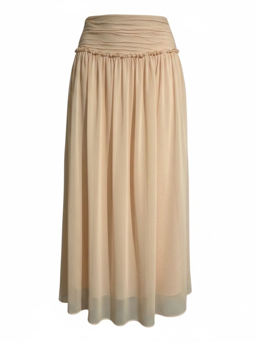 Maxi Skirt with Ruched High Waist Light Peach Size 10 NWT
